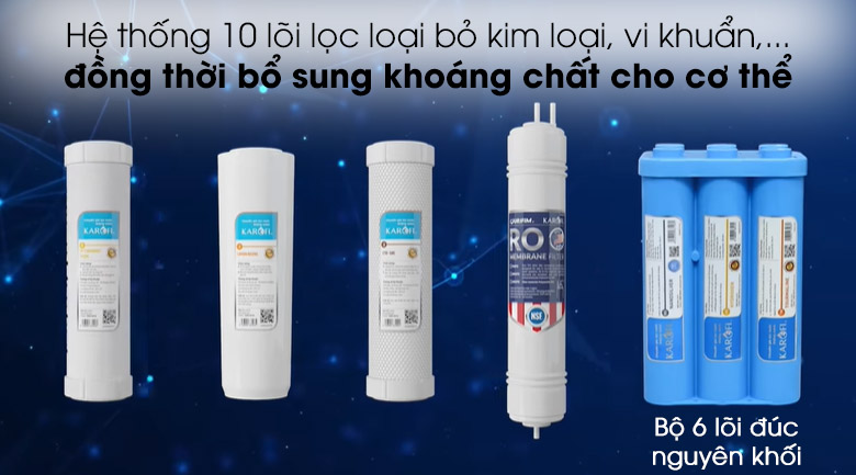 Máy lọc nước Karofi KAQ-U95 - Thông minh 10 lõi Hydrogen