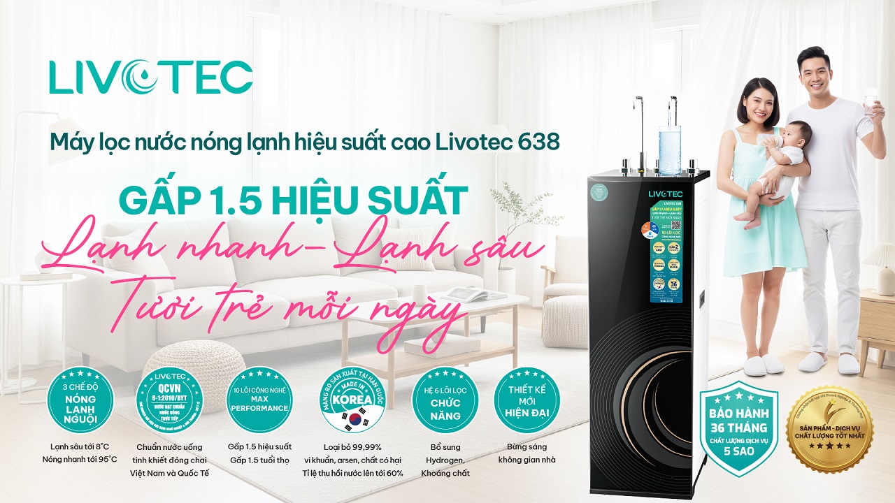 Máy lọc nước nóng lạnh hiệu suất cao Livotec 638